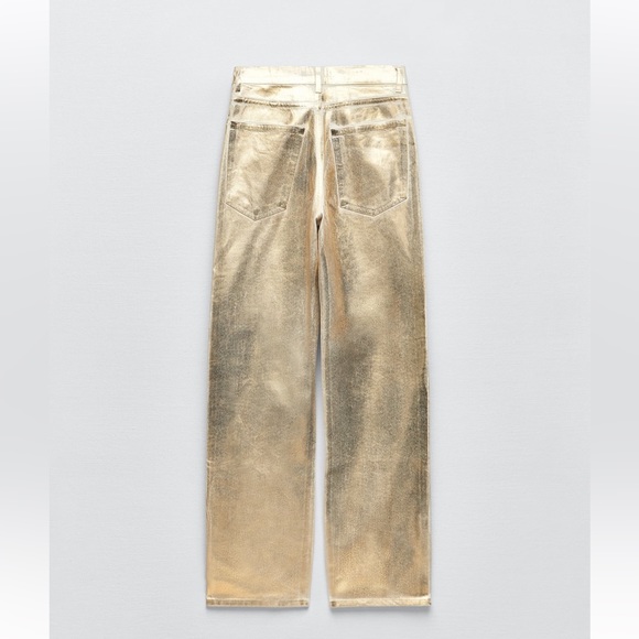 LIMITED EDITION ZARA GOLD JEANS - Picture 6 of 7